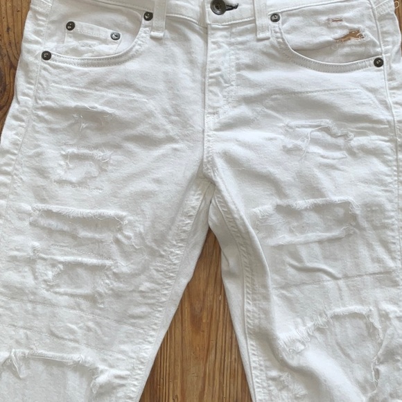Rag & Bone Dre Distressed Cropped Skinny Jeans, White Brigade. Ripped. 25 - Picture 4 of 16